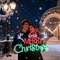 Enseigne murale néon circulaire sur mesure pour les entreprises de publicité extérieure Joyeux Noël - LED étanche IP67