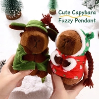 Porte-clés en peluche Capybara au design créatif et mignon, style militaire, pendentif de sac à dos de couple de dessin animé, jouets en peluche, cadeau, vente en gros