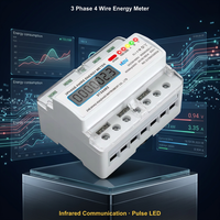 Meter Energi Elektronik Tiga Fasa 7P yang Dapat Disesuaikan, LCD DIN Rail RS485 Terminal Tertutup Kelas Akurasi 1.0 100A Anti-pemalsuan HUZI