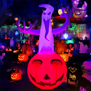 Decoración de Halloween para Exteriores, Calabaza Inflable de Halloween, Juguete Inflable de Calabaza Fantasma con Luz LED - Product Image 6