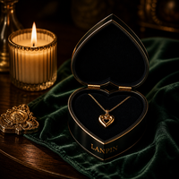 Boîte cadeau rigide en forme de cœur avec logo personnalisé, doublure en velours, emballage en papier pour collier, cadeau de mariage, emballage cadeau