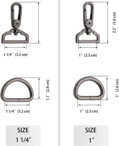Loosco Zinc <b>Snap</b> <b>Hooks</b> with D Drings Sets Purse Hardware Push Gate Swivel Lobster Claw Clasp Brushed Brass - Product Image 2