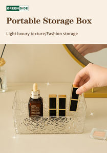 Panier de rangement cosmétique en acrylique à motif glace, organisateur de bureau transparent avec poignée portable - Product Image 2