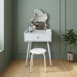 Modern Makeup <b>Vanity</b> Table With <b>Lighted</b> Mirror Storage Desk For Bedroom Furniture - Product Image 3