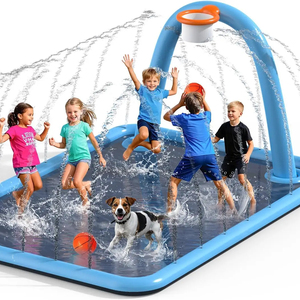 Alberca de Agua Inflable 2 en 1 Mejorada con Aro de Baloncesto, Tamaño Familiar Extra Grande para Niños - Product Image 1