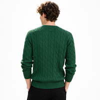 Pull en tricot torsadé pour homme avec logo personnalisé, en laine et coton, col rond, doux et chaud, tricot d'hiver, fabrication OEM ODM