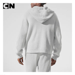 Suéter con Certificación BSCI, Fabricante de Suéteres, Diseño Personalizado con Logotipo, Suéter de Invierno Gris para Hombre, 100% Algodón, Cuello Redondo, Cierre Completo, Tejido de Canalé Informal - Product Image 3