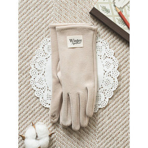 Guanti da donna Smart Phone con grande etichetta Beige accessori per sport invernali - Product Image 1