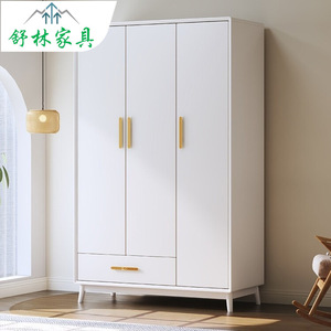 Shulin Furniture <b>Solid</b> <b>Wood</b> <b>Wardrobe</b> Nordic Style Three Door Large Capacity Storage Cabinet For Bedroom - Product Image 2
