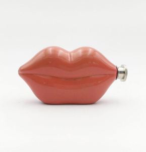 Mini gourde de poche portable d'extérieur en acier inoxydable 304 colorée en forme de lèvres, étanche et durable - Product Image 4