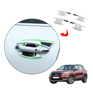 ABS Chrome Silver New Arrival Car Accessories Exterior Trim Door Handle Bowl Cover Frame Sticker For KIA Seltos 2019