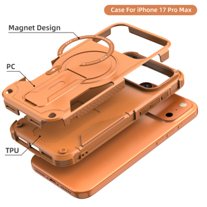 Luxuriöse Sturzsichere Stoßfeste Magnetische Halterung Ecken-Verstärkte PC-Handyhüllen Neu für iPhone 17 16 15 14 Plus Pro Max - Product Image 3