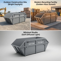Conteneur de levage à chaîne en acier renforcé industriel pour déchets de construction et ferraille