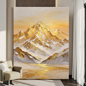 Modern Mountain Landscape Oil <b>Painting</b> Gold Leaf Texture Hand Painted <b>For</b> Living Room Entryway Decorative Art - Product Image 5