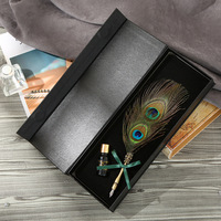 Stylo à plume de paon personnalisé, ensemble de calligraphie, logo personnalisé, cadeau vintage pour anniversaire