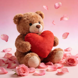 Urso de Pelúcia Personalizado em Forma de Coração para o Dia dos Namorados, Brinquedos de Animais Personalizados com Impressão/Bordado, Fabricante OEM ODM - Product Image 1