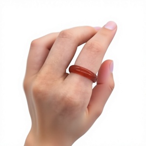 แหวนหินคาร์เนเลียนธรรมชาติสีแดง สำหรับขายส่งเครื่องประดับ - Product Image 1