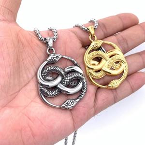 Collar de Serpiente Doble de Acero Inoxidable, Colgante de Moda con Nudo Infinito de Serpiente, Historias Interminables - Product Image 5