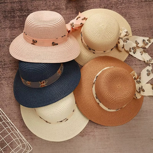 En gros, Visières de plage souples d'été pour femmes, à large bord, en paille, en soie, avec logo personnalisé, pour enfants et adultes, style mode, Garden Vocation Ribbon - Product Image 2