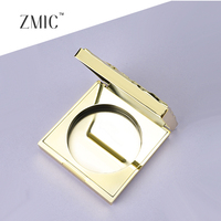 Boîtier compact carré pour poudre avec miroir, en plastique, vide, doré métallisé, avec gaufrage rose, palette de maquillage magnétique pour fard à joues et anticernes