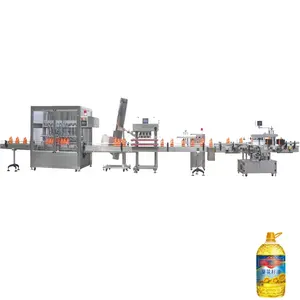 Automatic olive oil vegetable oil soybean oil filling machine line with self-adhesive labeling machine