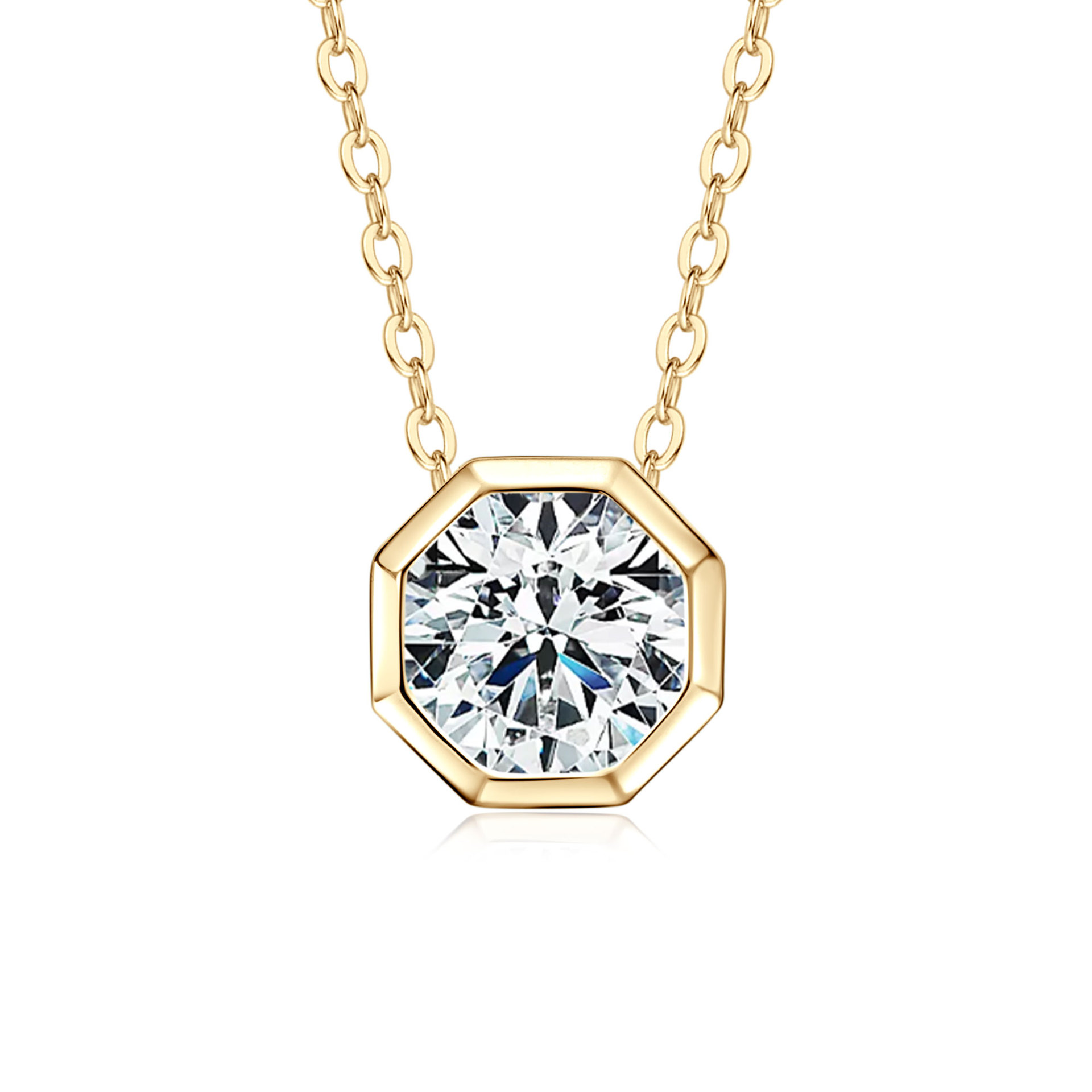 Moissanite+GRA Certificate-Gold-octahedral
