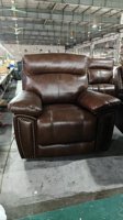 Sofá Reclinable de Cuero con Decoración de Bordes Metálicos, Elegante y Lujoso Juego de Sala de Estar