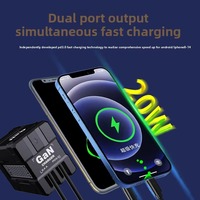 Chargeur mural multifonctionnel GaN PD20W à charge rapide avec câble, chargeur de téléphone portable de voyage à charge rapide avec deux câbles 20WT