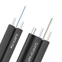 Kabel Serat Optik Flat Drop FTTH 1 2 4 Core Indoor Outdoor Single Mode