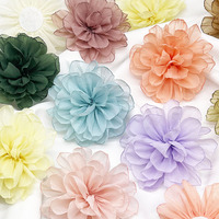 10cm Organza Camellia kain sifon mawar 3D bunga renda untuk undangan pernikahan bunga buatan untuk dekorasi gaun