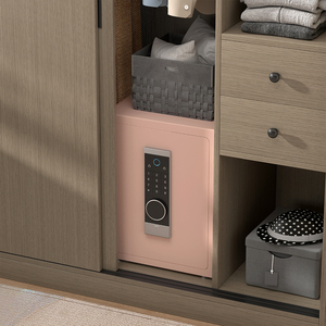 Coffre-fort domestique rose moderne tout en acier, coffre-fort électronique numérique avec serrure à empreintes digitales pour chambre à coucher, rangement de bijoux et d'argent liquide - Product Image 5