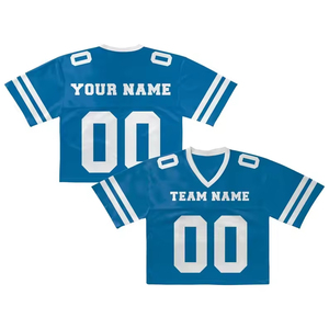 Camiseta corta de malla estilo boxy para mujer, uniforme de animadora, camiseta de fútbol americano para práctica, con hombros descubiertos, estilo baby tee, con nombre de equipo - Product Image 2