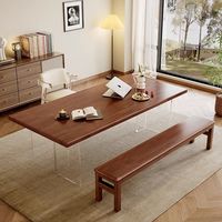 Table de salle à manger et chaises en bois de frêne acrylique, style Mid-Century Modern, durables, écologiques, grande taille, pour hôtel et villa