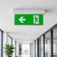 Panneau de sortie de secours LED 2W, étanche IP65, en polycarbonate, utilisation intérieure/extérieure, rechargeable, autonomie de 3 heures, CRI 95 élevé, dimmable