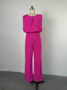 Nuova <span class=keywords><strong>Tuta</strong></span> Intera da Donna alla Moda, <span class=keywords><strong>Fucsia</strong></span>, Senza Maniche, Collo Tondo, Schiena Scoperta, Stile Unico, Gamba Larga - Product Image 3