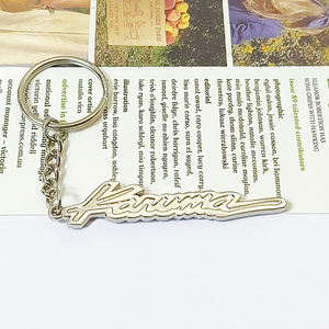 سلسلة مفاتيح معدنية مخصصة بشعار على شكل حرف، حلقة مفاتيح مرصعة بالكريستال والأحجار الكريمة - Product Image 2