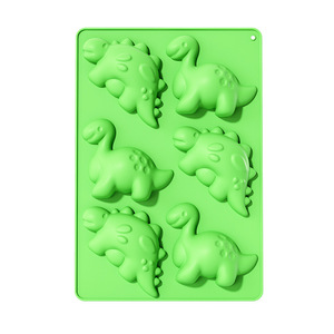 Dinosaur Cake Silicone <b>Mold</b> Green 6-Cavity Oven Safe Baking Tool For Pastry <b>Jelly</b> Egg Tart Bread - Product Image 3