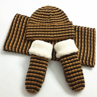 Ensemble de chapeaux rayés pour garçons et filles, d'halloween, chaud, écharpe, vente en gros,