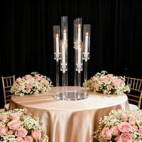 Candelabro de Acrílico Transparente de 6 Brazos, Centro de Mesa para Bodas, Portavelas, Soporte para Flores, Decoración para Fiestas y Bodas