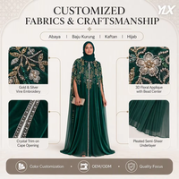 Robe de soirée sur mesure pour femme, couleur vert émeraude, cape en velours brodée, robe formelle musulmane, OEM