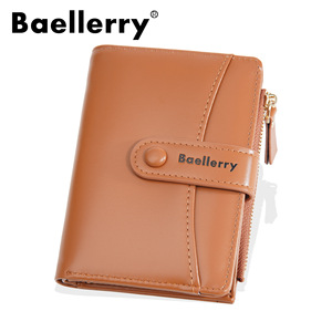 Baellerry Women's Short <b>Wallet</b> Multifunctional Card <b>Holder</b> With Snap Closure And Zipper Everyday Use Solid Color - Product Image 5