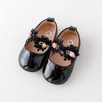 Chaussures pour tout-petits respirantes pour bébés filles, couleur unie, design princesse avec fleur en dentelle et bande élastique