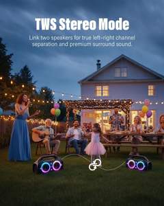 En gros, Enceinte de karaoké portable professionnelle originale, étanche, pour l'extérieur, avec subwoofer 300W et basses puissantes - Product Image 5