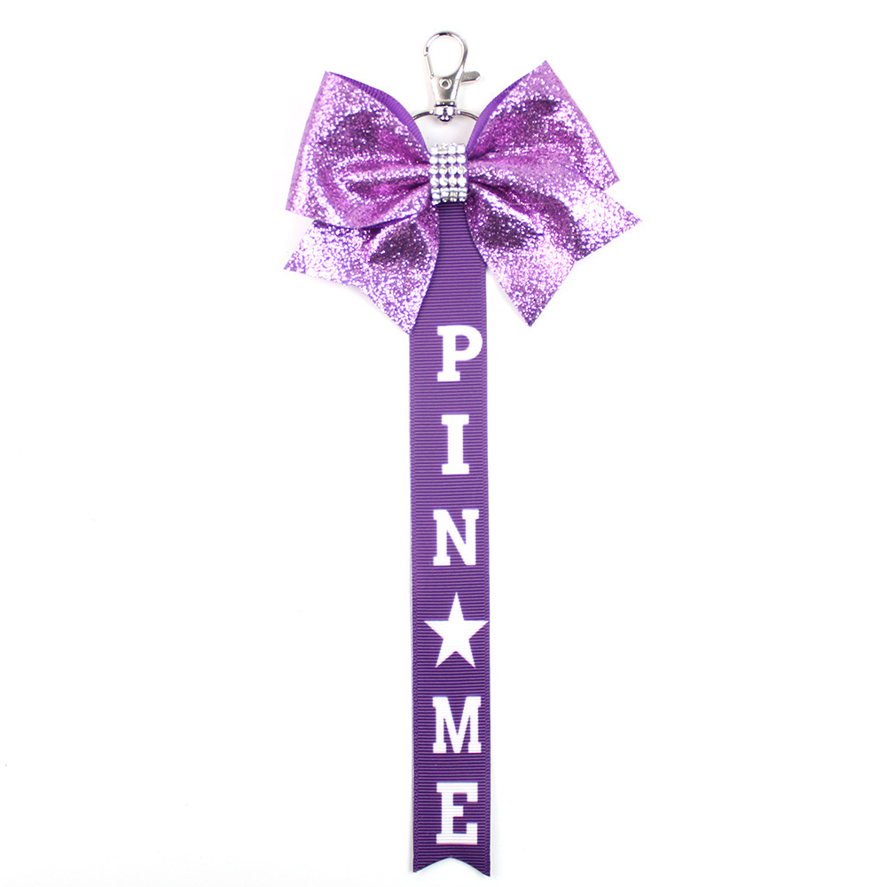 Custom Logo Satin Cheerleader Keychain with Pin Me Bow Ribbon Bag Tag School Team Keyrings Lanyard Image 4