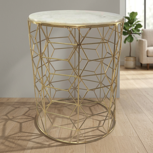 Gold Plated Iron Modern Coffee Table with Marble Top Elegant Side Table for Living Room Furniture Decoration - Product Image 3
