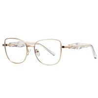 Gafas de Bloqueo de Luz Azul para Mujer, Modelo 82328 Shining Diamonds Frame, Montura Roja Degradada, Metal Premium, Lentes Transparentes TR