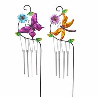 Metal mariposa libélula al aire libre Windchimes jardín estaca ornamento Decoración
