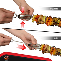 Ensemble de brochettes plates pour barbecue en acier inoxydable poli, à long manche, antiadhésives, compatibles lave-vaisselle, accessoires de grillade