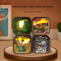 Idée créative de loisir créatif : Projet de menuiserie pour enfants, veilleuse en bois à faire soi-même, puzzle 3D, jouet éducatif de dessin animé pour enfants de 5 à 7 ans, lumière LED