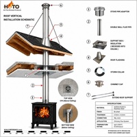 Kit de cheminée isolé à double paroi en acier inoxydable pour installation verticale sur toit, avec adaptateur de tuyau en T et joint d'étanchéité pour grenier